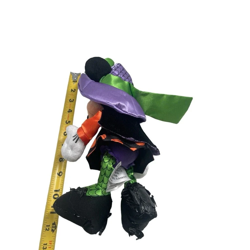 Disney Parks Minnie Mouse Witch Halloween Plush Purple Black Orange Polka Dots